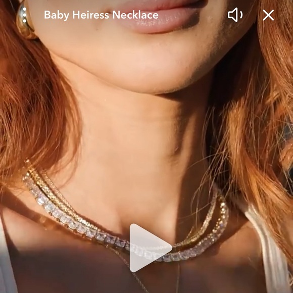 *SOLD* Baby Heiress Tennis Necklace 15" Gold|White Diamondettes - Picture 8 of 10